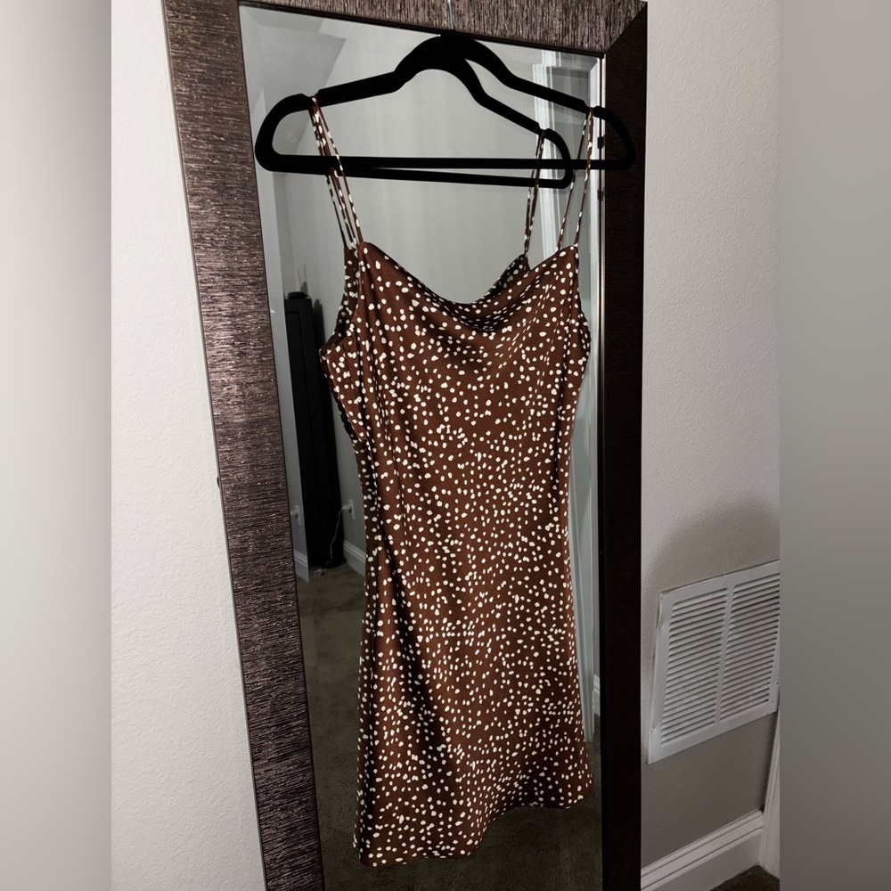Cotton Candy Brown and White Mini Dress